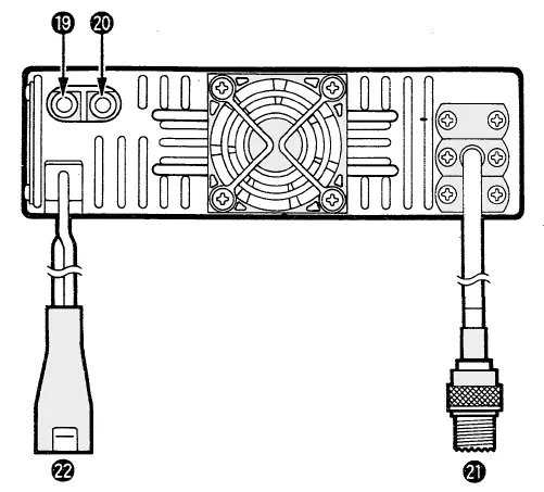 Panneau arrière et connexions du ICOM IC-3230H