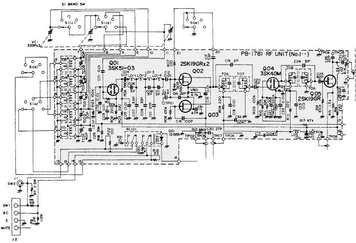 Schema circuitale del front-end RF nel Yaesu FRG-7000