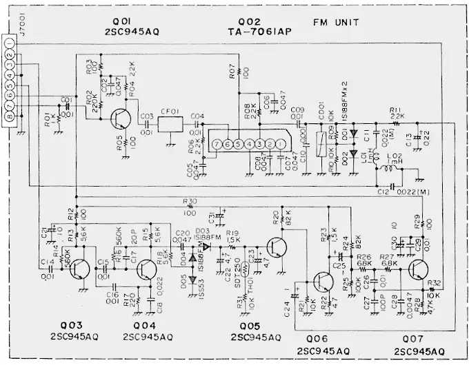 Yaesu FRG-7700 FM unit schematic diagram
