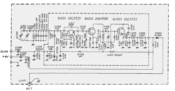 Schema elettrico del circuito VFO usato nel Yaesu FT-7B