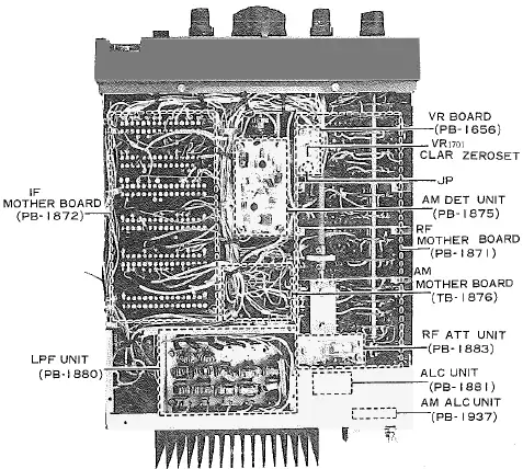 Circuits Yaesu FT-7B, vue du bas