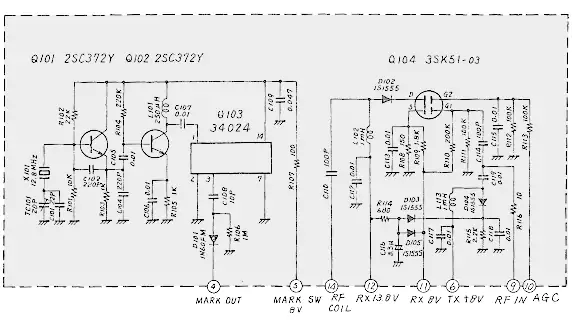 Schema elettrico del circuito RF-MARKER usato nel Yaesu FT-7B