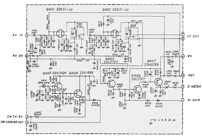 Schema elettrico del circuito IF usato nel Yaesu FT-7B