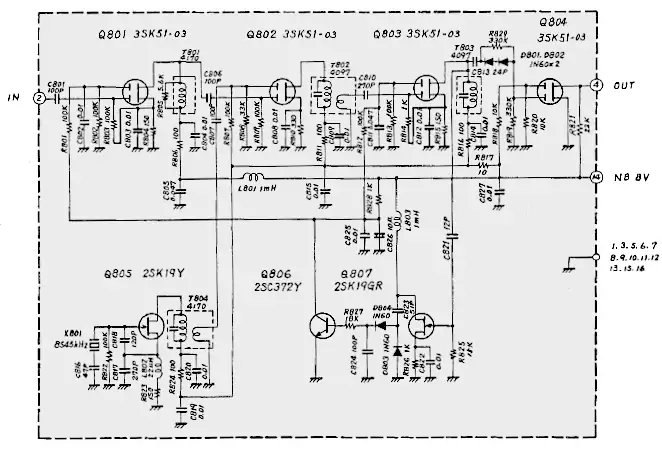 Schema elettrico del circuito NB usato nel Yaesu FT-7B