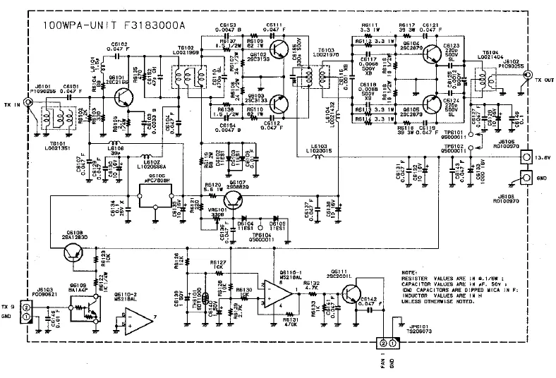 Schema elettrico dell'amplificatore di potenza nel Kenwood FT-990