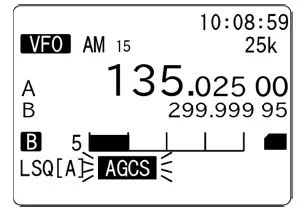 Écran du AOR AR-DV1, exemple de paramètre AGC