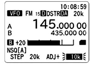 AOR AR-DV1 display, example of step adjust input