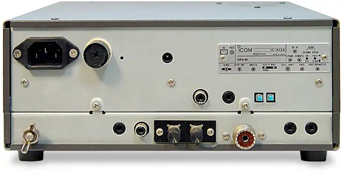 Panneau arrière et connexions du ICOM IC-R72