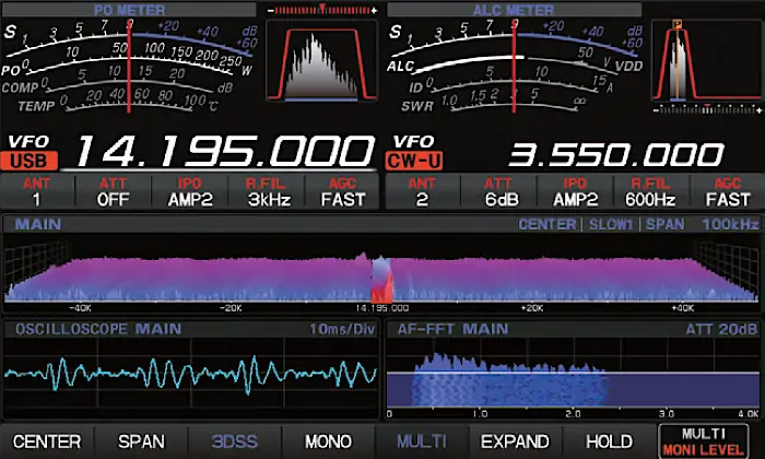 Yaesu FT-DX101 3-dimensional spectrum display Yaesu FT-DX101 3-dimensional spectrum display